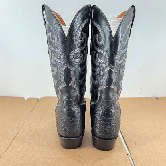 EL DORADO ED 2203 MEN'S HANDMADE BLACK OSTRICH LEG WESTERN BOOTS MEDIUM TOE 13 D - Picture 3 of 13